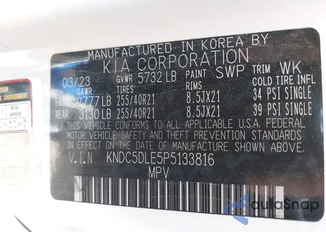 2023 Kia Ev6 Gt from USA, damaged, VIN KNDC5DLE5P5133816